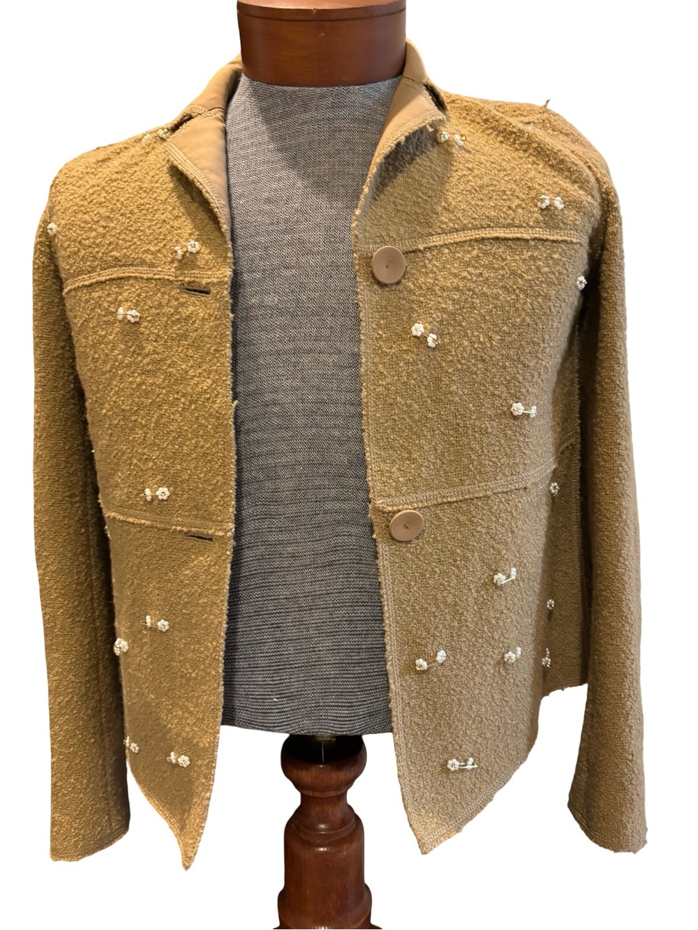 Lafayette 148 New York Jacket - Camel Teddy Bear Wool Blazer - virgin wool pearl - Picture 1 of 8